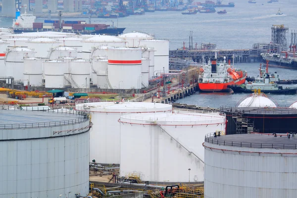 stock image Gas tank and habour