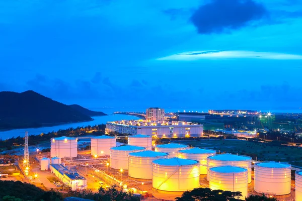 stock image Gas tank at night