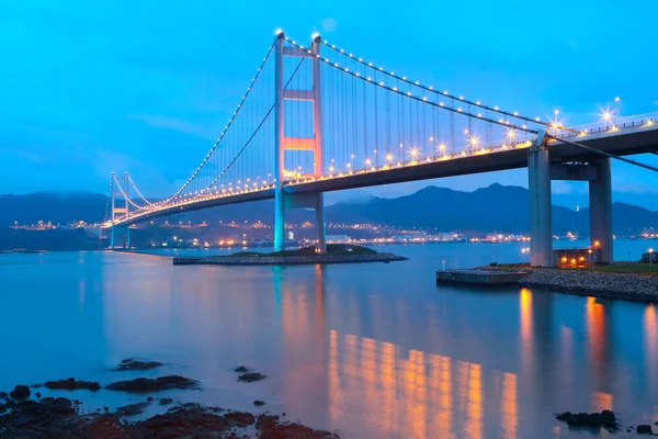 Tsing ma puente puesta de sol — Foto de Stock