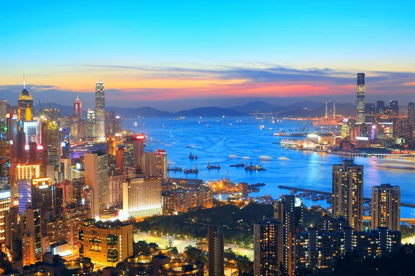 Puesta de sol en la ciudad de Hong Kong —  Fotos de Stock