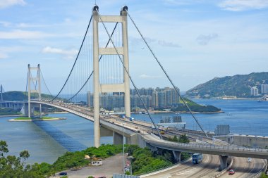 Tsing Ma Bridge, landmark bridge in Hong Kong clipart