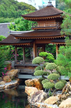 Pavilion and green trees clipart