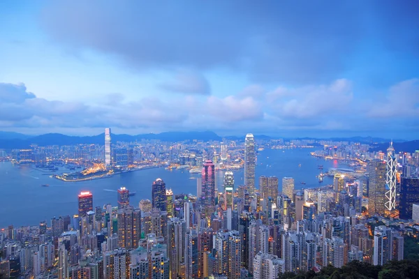 Zachód słońca panoramę w hong Kongu — Zdjęcie stockowe