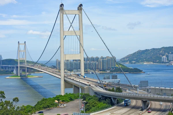 Ponte Tsing Ma, ponte de referência em Hong Kong — Fotografia de Stock