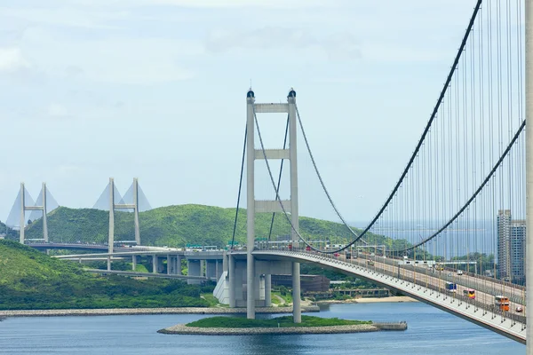 Puente Tsing Ma, puente emblemático en Hong Kong —  Fotos de Stock