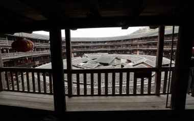 Fujian tulou-special architecture of china clipart