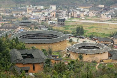 Fujian Tulou in China, old building overview clipart