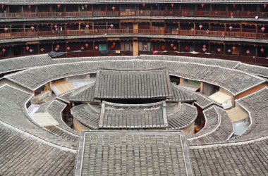 Tulou,a historical site in Fujian china.World Heritage. clipart