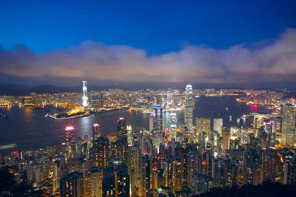 Hong kong nacht, moderne stad in Azië — Stockfoto