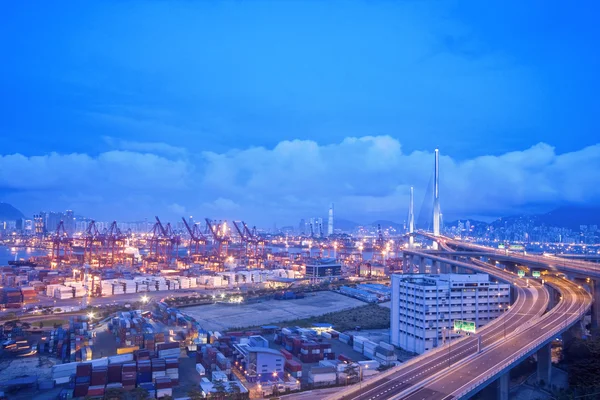 Hong kong nacht, moderne stad in Azië — Stockfoto