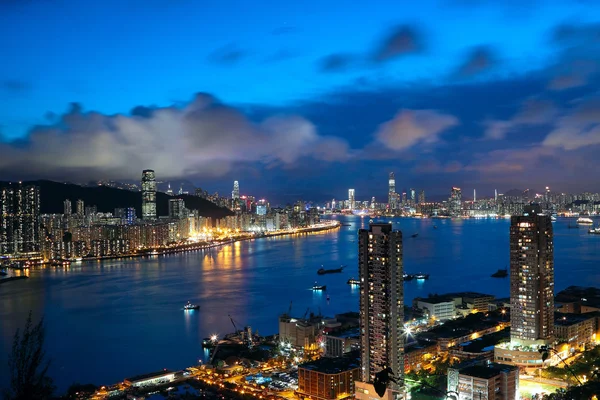 Hong kong natten, modern stad i Asien — Stockfoto