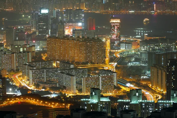 Vista aérea de noche de la ciudad —  Fotos de Stock
