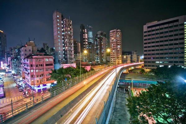 stock image Night view of the bridge and city