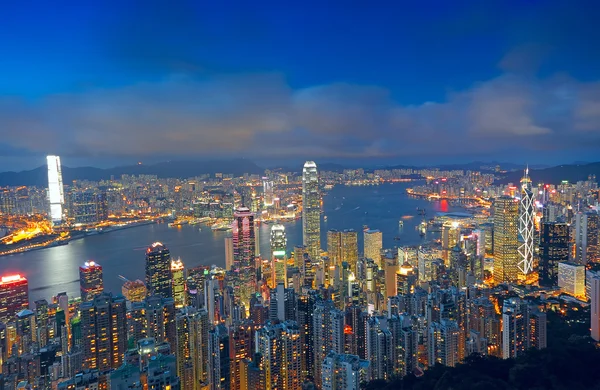 Západ slunce panoráma v hong Kongu — Stock fotografie