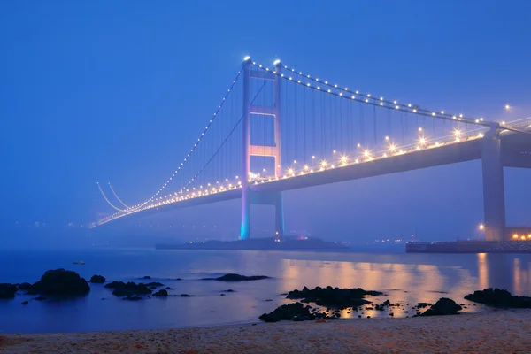 Tsing ma Bridge gece çekimi — Stok fotoğraf