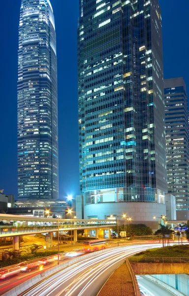 Modern Urban City with Freeway Traffic at Night, hong kong — Stock Photo, Image