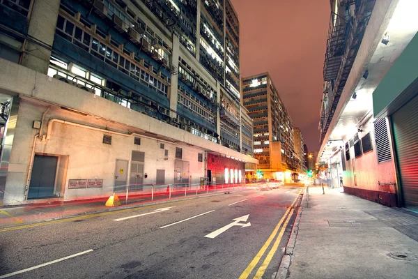 Traffico in centro di notte, Hong Kong — Foto Stock