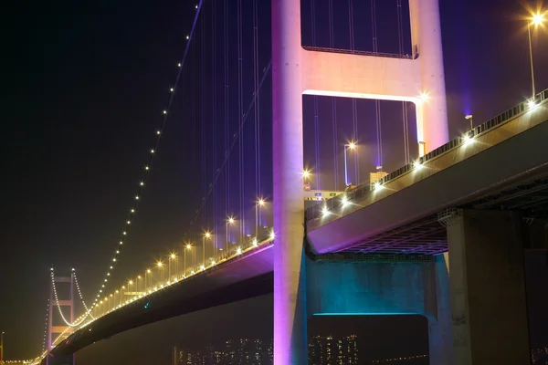 Scène nocturne du pont de Tsing Ma — Photo