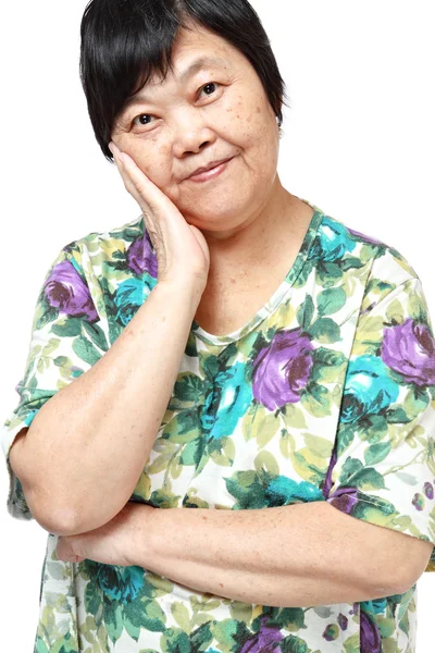 Asiatische Frau auf weißem Hintergrund — Stockfoto
