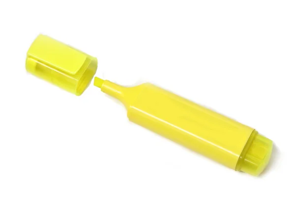 Iluminador amarelo isolado no fundo branco — Fotografia de Stock