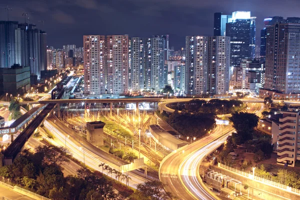 Hongkong bei Nacht Stockbild
