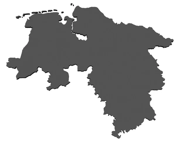 Mappa isolata dello stato della Bassa Sassonia- Germania — Foto Stock