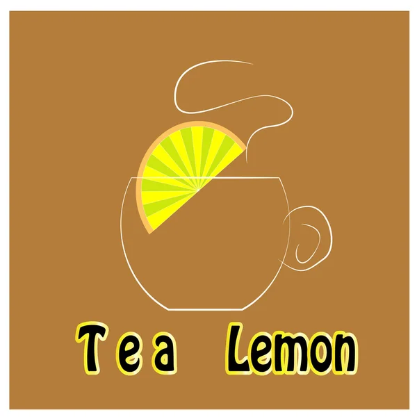 Kopje thee met een citroen — Stockvector