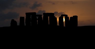 Stonehenge silhouette large panorama, United Kingdom clipart