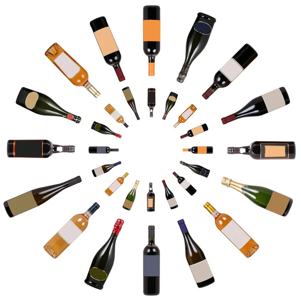 Zusammensetzung der Weinflaschen — Stockfoto