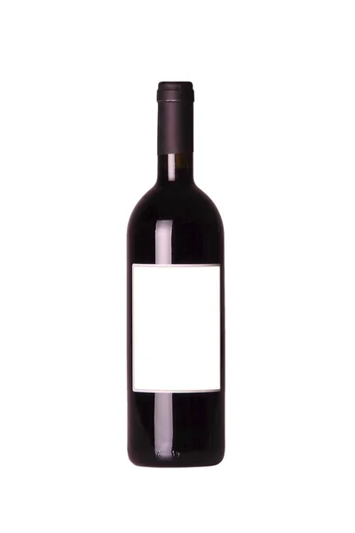 Garrafa de vinho com rótulo branco — Fotografia de Stock