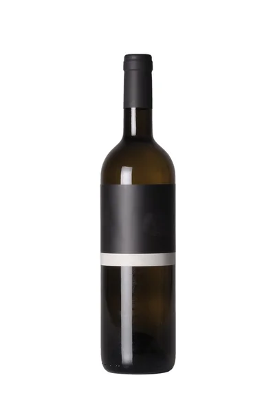 Üveg bor, fehér címke — Stock Fotó