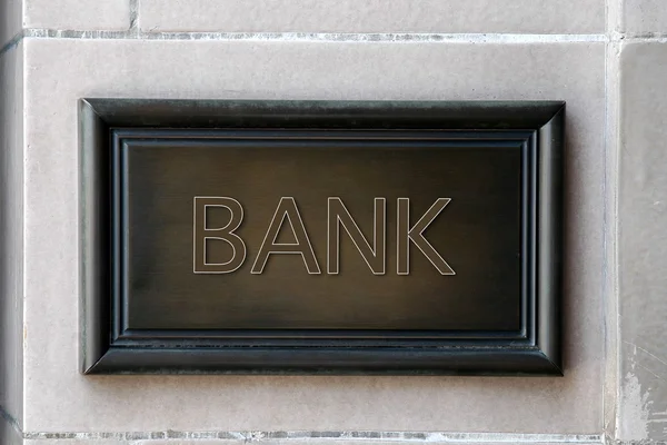 Bank wooden plaque — Stock Photo, Image