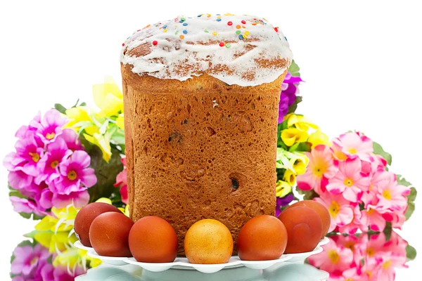 Húsvéti torta és tojás fehér — Stock Fotó