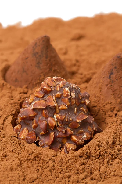 Chocolade truffels met noten — Stockfoto