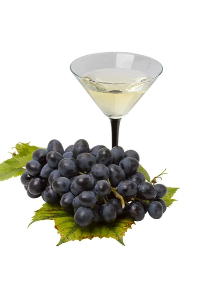 Uvas azuis e vinho — Fotografia de Stock