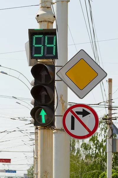 Green light - display with a countdown — Stock Photo, Image