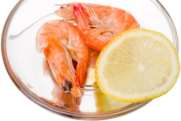 Prepared Shrimp with lemon — Stock Photo, Image