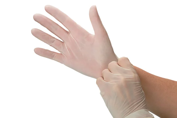 Mani in guanti chirurgici — Foto Stock