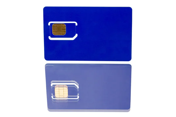 Blå SIM-kort med eftertanke — Stockfoto