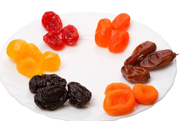 Seis tipos de frutas secas — Fotografia de Stock