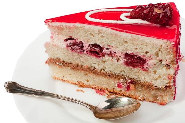 흰색 접시에 과일 케이크 — 스톡 사진