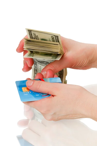 Kontanter eller kreditkort — Stockfoto