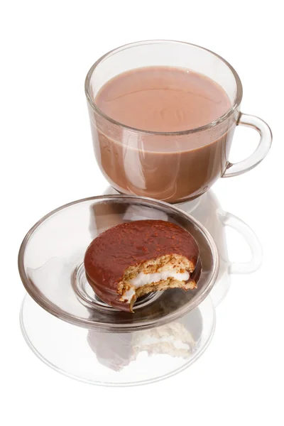 Cocoa and cookies in chocolate — Stock Photo, Image