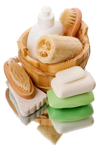 Bath accessories on white — Stock Photo, Image