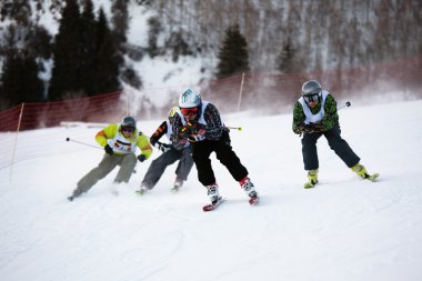 Winter ski and bordercross competition clipart