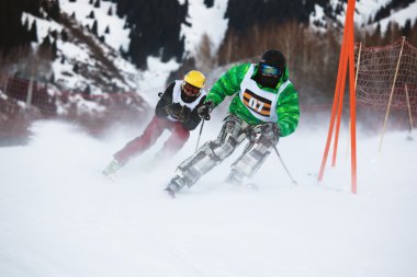 Winter ski and bordercross competition clipart