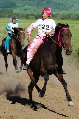 Bayga - traditional nomad horses racing clipart