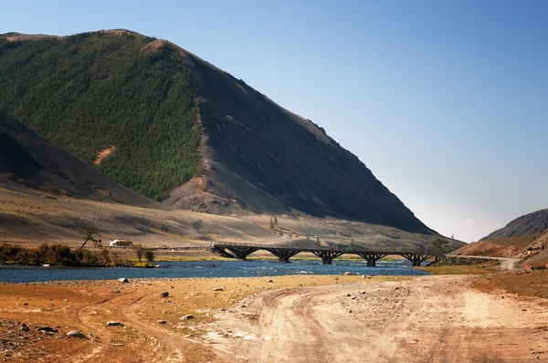 在蒙古的老木桥 — 图库照片