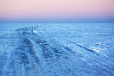 Ice crossing over Lake clipart