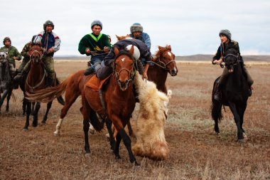 Traditional national nomad horse riding clipart